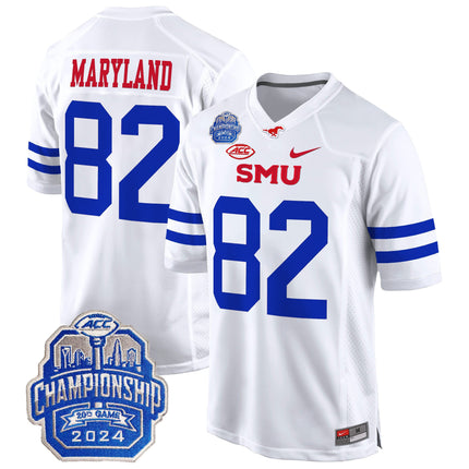 Men's SMU Mustangs 2024 ACC Championship Patch Game Jersey - All Stitched