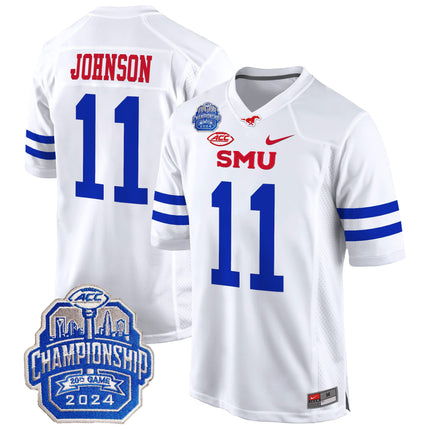 Men's SMU Mustangs 2024 ACC Championship Patch Game Jersey - All Stitched