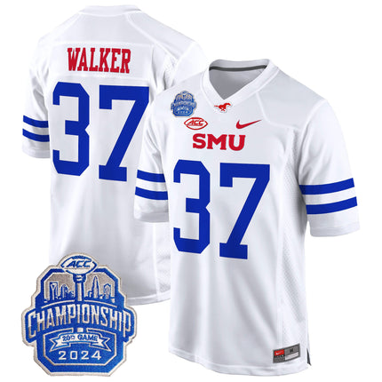 Men's SMU Mustangs 2024 ACC Championship Patch Game Jersey - All Stitched