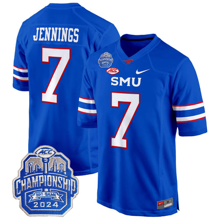 Men's SMU Mustangs 2024 ACC Championship Patch Game Jersey - All Stitched