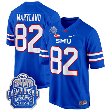 Men's SMU Mustangs 2024 ACC Championship Patch Game Jersey - All Stitched