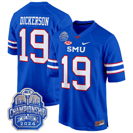 Men's SMU Mustangs 2024 ACC Championship Patch Game Jersey - All Stitched