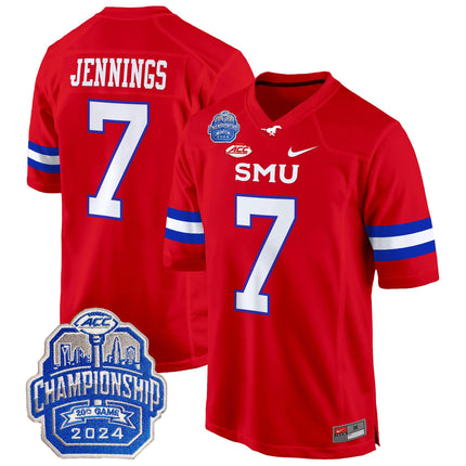 Men's SMU Mustangs 2024 ACC Championship Patch Game Jersey - All Stitched