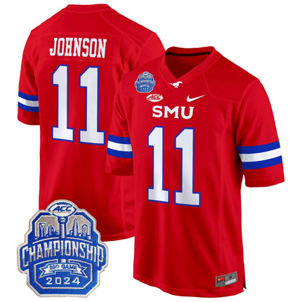 Men's SMU Mustangs 2024 ACC Championship Patch Game Jersey - All Stitched