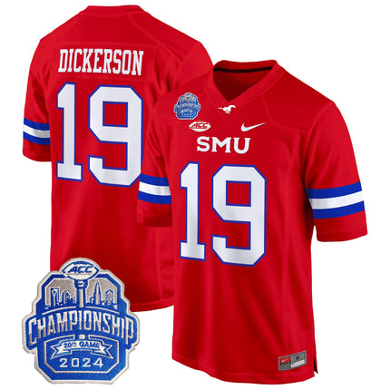 Men's SMU Mustangs 2024 ACC Championship Patch Game Jersey - All Stitched