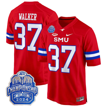 Men's SMU Mustangs 2024 ACC Championship Patch Game Jersey - All Stitched