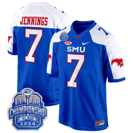 Men's SMU Mustangs 2024 ACC Championship Patch Game Jersey - All Stitched
