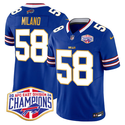 Men's Bills 2024 AFC East Division Champions Gold Trim Vapor Limited Jersey - All Stitched