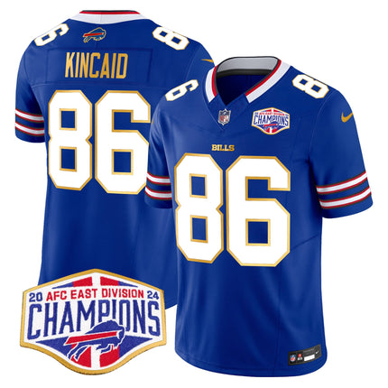 Men's Bills 2024 AFC East Division Champions Gold Trim Vapor Limited Jersey - All Stitched