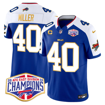 Men's Bills 2024 AFC East Division Champions Gold Trim Vapor Limited Jersey - All Stitched