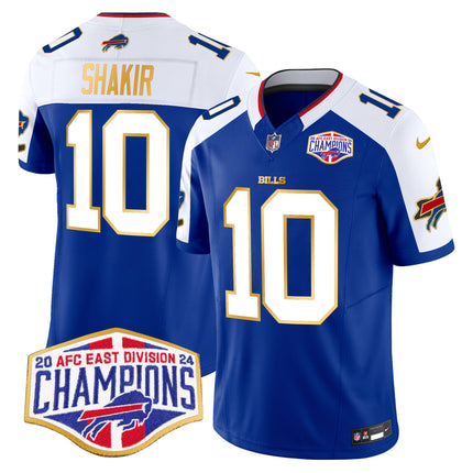 Men's Bills 2024 AFC East Division Champions Gold Trim Vapor Limited Jersey - All Stitched