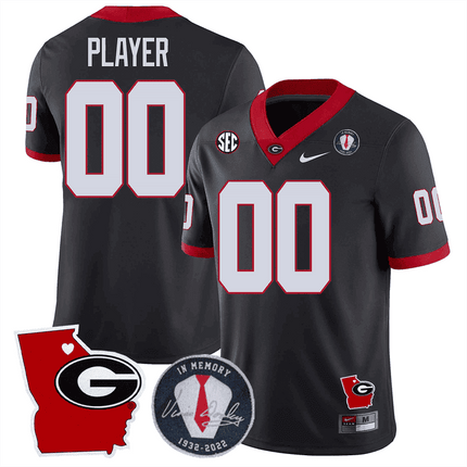 Custom Name/Gender Georgia Bulldogs 2024 Vince Dooley Patch & Georgia State Map Jersey - All Stitched