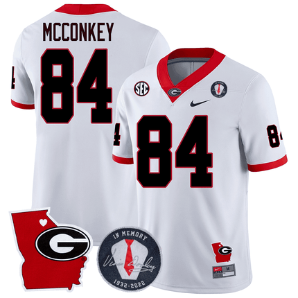 Men's Georgia Bulldogs 2024 Vince Dooley Patch & Georgia State Map Jersey - All Stitched