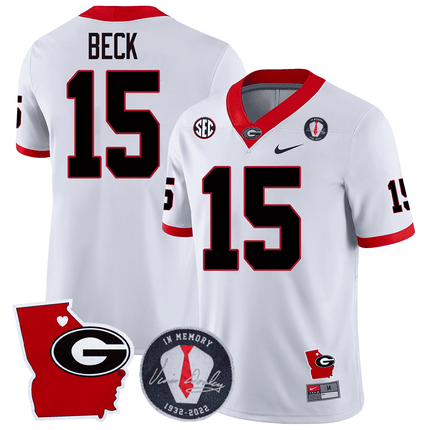 Men's Georgia Bulldogs 2024 Vince Dooley Patch & Georgia State Map Jersey - All Stitched