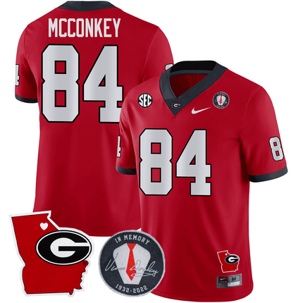 Men's Georgia Bulldogs 2024 Vince Dooley Patch & Georgia State Map Jersey - All Stitched