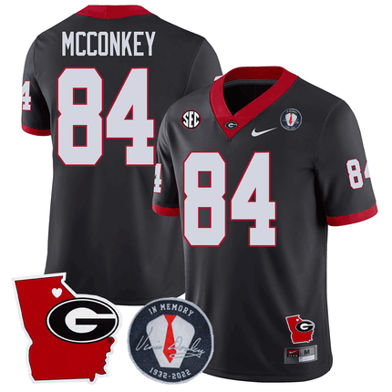 Men's Georgia Bulldogs 2024 Vince Dooley Patch & Georgia State Map Jersey - All Stitched