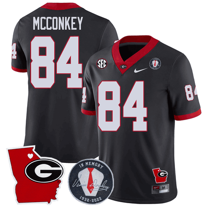 Men's Georgia Bulldogs 2024 Vince Dooley Patch & Georgia State Map Jersey - All Stitched