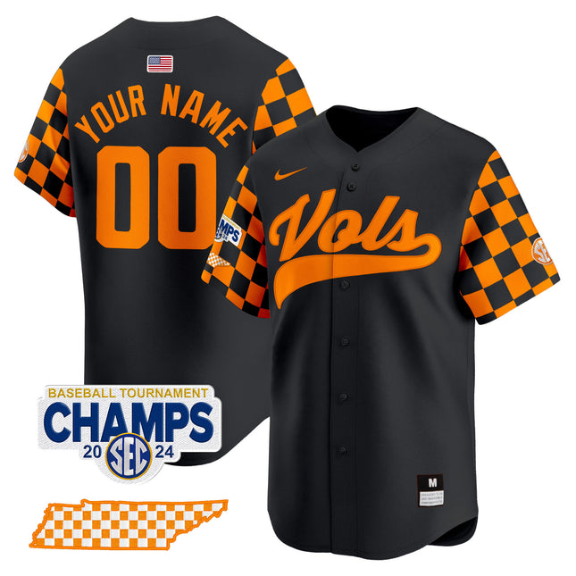 Tennessee Volunteers Checkerboard 2024 Tournament Champions Vapor Premier Limited Custom Jersey - All Stitched