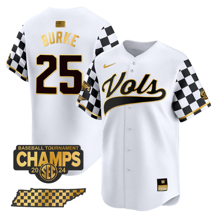 Men's Tennessee Volunteers Checkerboard 2024 Tournament Champions Vapor Premier Limited Jersey - All Stitched