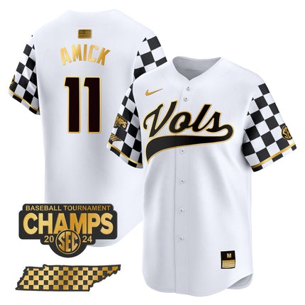 Men's Tennessee Volunteers Checkerboard 2024 Tournament Champions Vapor Premier Limited Jersey - All Stitched