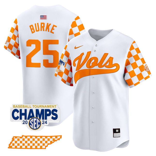 Men's Tennessee Volunteers Checkerboard 2024 Tournament Champions Vapor Premier Limited Jersey - All Stitched