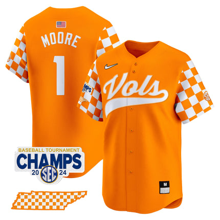 Men's Tennessee Volunteers Checkerboard 2024 Tournament Champions Vapor Premier Limited Jersey - All Stitched