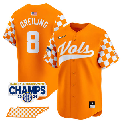 Men's Tennessee Volunteers Checkerboard 2024 Tournament Champions Vapor Premier Limited Jersey - All Stitched