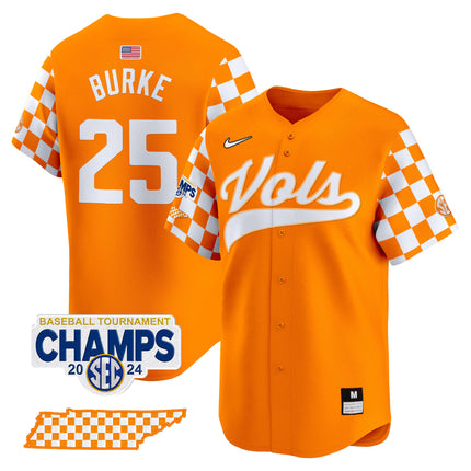 Men's Tennessee Volunteers Checkerboard 2024 Tournament Champions Vapor Premier Limited Jersey - All Stitched