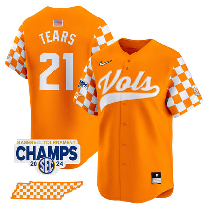 Men's Tennessee Volunteers Checkerboard 2024 Tournament Champions Vapor Premier Limited Jersey - All Stitched