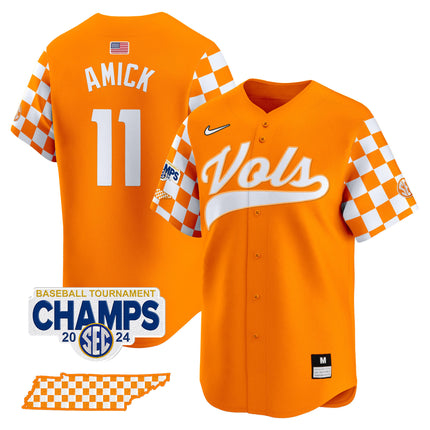 Men's Tennessee Volunteers Checkerboard 2024 Tournament Champions Vapor Premier Limited Jersey - All Stitched