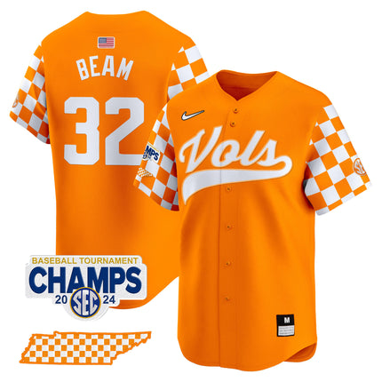 Men's Tennessee Volunteers Checkerboard 2024 Tournament Champions Vapor Premier Limited Jersey - All Stitched