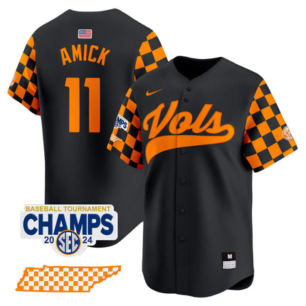 Men's Tennessee Volunteers Checkerboard 2024 Tournament Champions Vapor Premier Limited Jersey - All Stitched