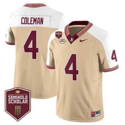 Men?s Florida State Seminoles Football Vapor Gold Jersey ? Seminole Scholar ? All Stitched