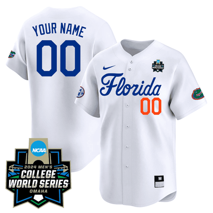 Custom Name/Gender - Florida Gators 23/24 Jersey - 2024 College World Series Patch - All Stitched