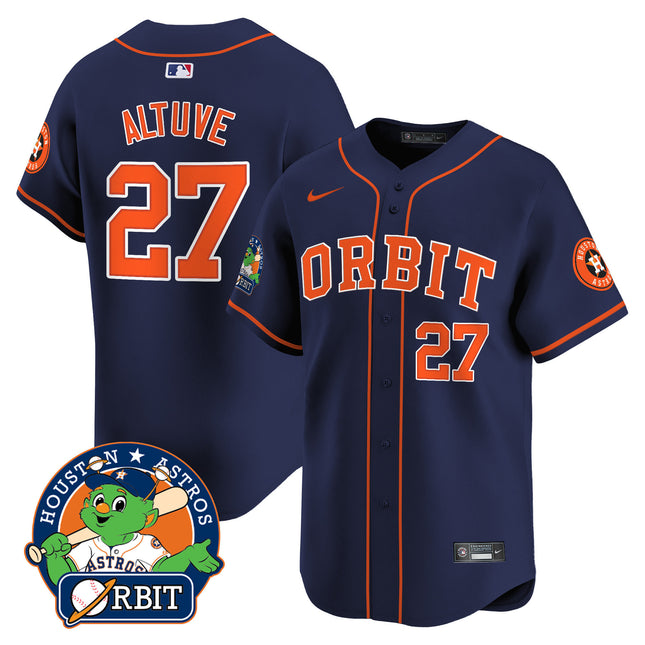 Men's Astros Orbit Patch Vapor Premier Limited Jersey - All Stitched