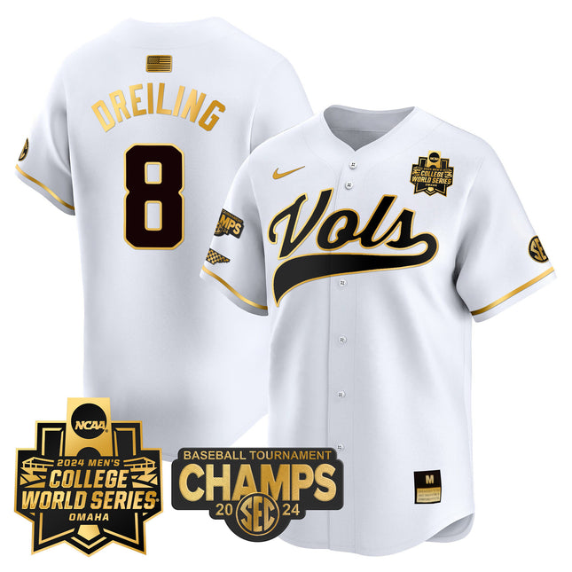 Men's Tennessee Volunteers 2024 Tournament Champs & World Series Vapor Premier Limited Jersey - All Stitched