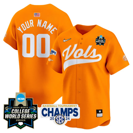 Tennessee Volunteers 2024 Tournament Champs & World Series Vapor Premier Limited Custom Jersey - All Stitched