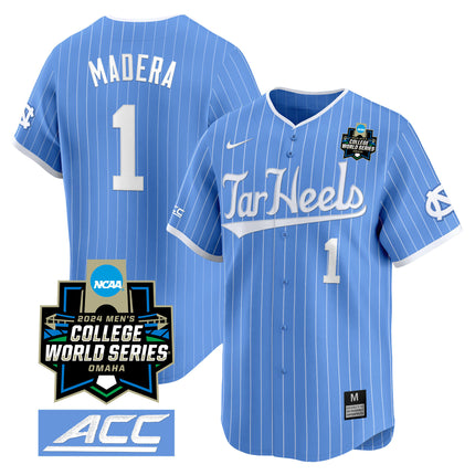 Men's North Carolina Tar Heels 2024 College World Series Vapor Premier Limited Jersey - All Stitched