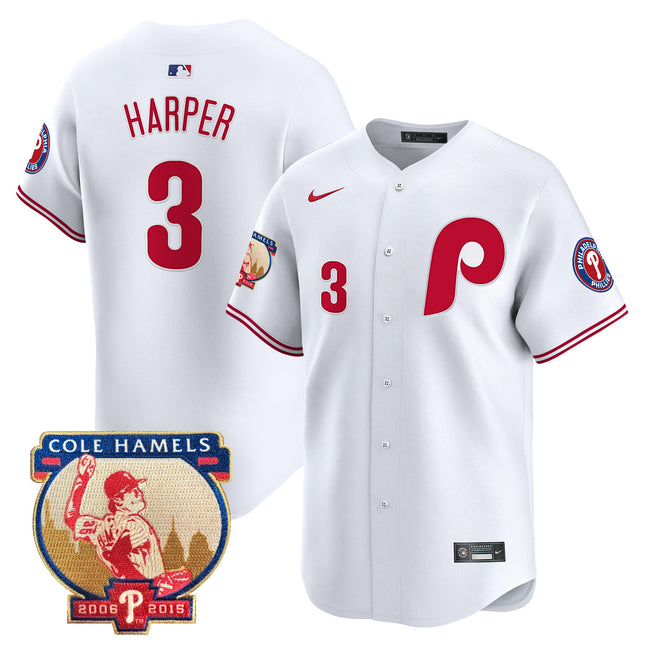 Men's Phillies Cole Hamels Patch Vapor Premier Limited Jersey - All Stitched