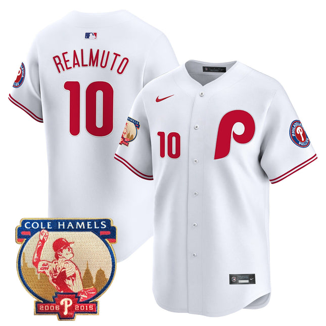 Men's Phillies Cole Hamels Patch Vapor Premier Limited Jersey - All Stitched