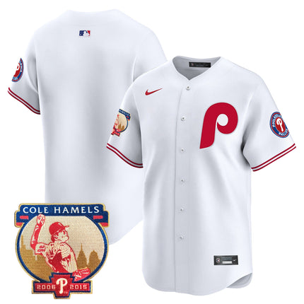 Men's Phillies Cole Hamels Patch Vapor Premier Limited Jersey - All Stitched
