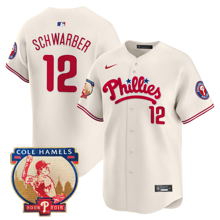 Men's Phillies Cole Hamels Patch Vapor Premier Limited Jersey - All Stitched