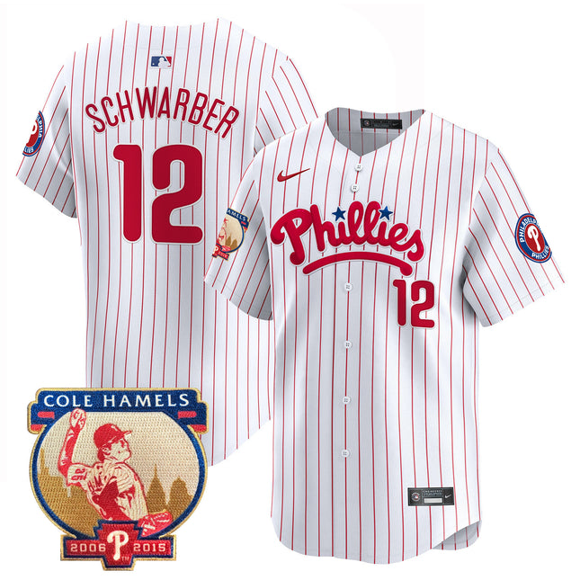 Men's Phillies Cole Hamels Patch Vapor Premier Limited Jersey - All Stitched