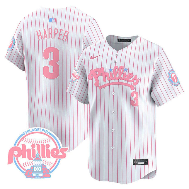 Men's Phillies Bubblegum Pink Vapor Premier Limited Jersey - All Stitched