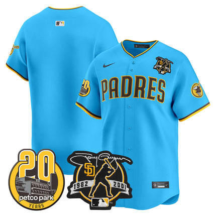 Men's Padres Tony Gwynn & Petco Park 20th Patch Vapor Premier Limited Jersey V2 ?All Stitched