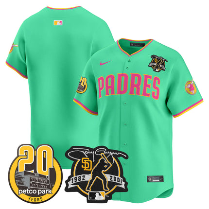 Men's Padres Tony Gwynn & Petco Park 20th Patch Vapor Premier Limited Jersey V2 ?All Stitched