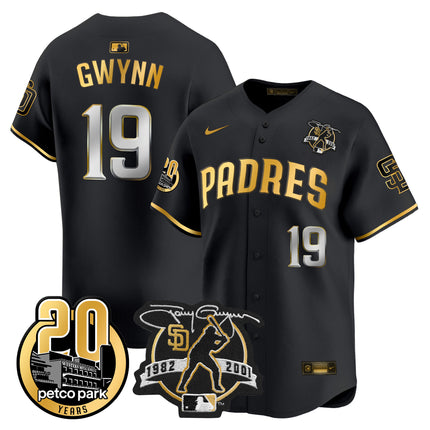 Men's Padres Tony Gwynn & Petco Park 20th Patch Vapor Premier Limited Jersey - All Stitched