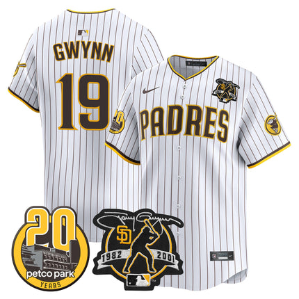 Men's Padres Tony Gwynn & Petco Park 20th Patch Vapor Premier Limited Jersey - All Stitched