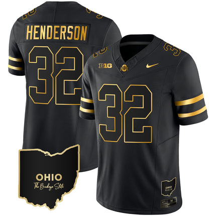 Men's Ohio State Buckeyes 2023 Vapor Limited Gold Jersey - Ohio Patch - All Stitched