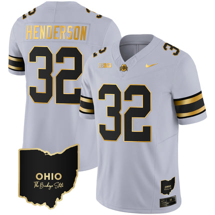 Men's Ohio State Buckeyes 2023 Vapor Limited Gold Jersey - Ohio Patch - All Stitched